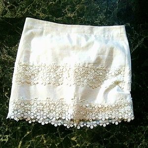 - J.crew lace applique skirt